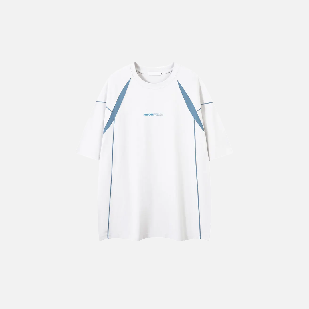 グラフィック レーシング プリント パッチワーク オーバーサイズ コットン Tシャツ