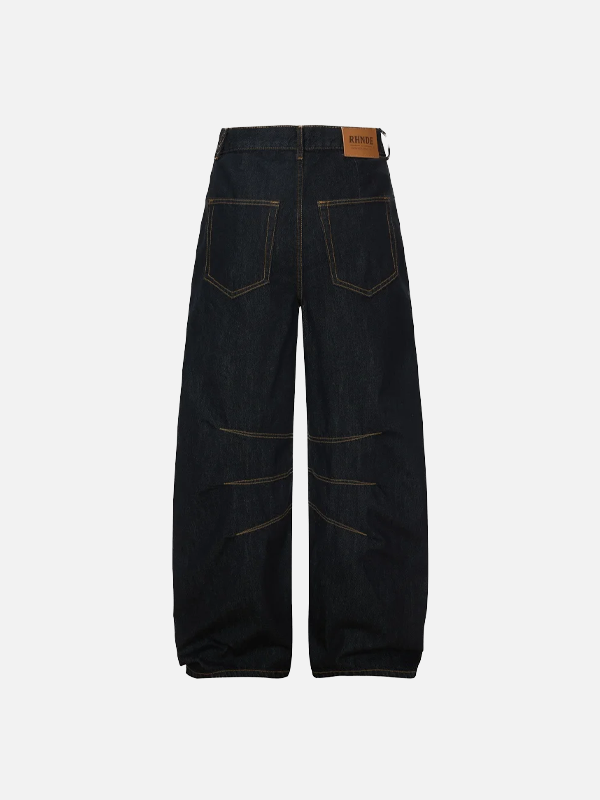 Streetwear Spliced Wide Leg Baggy Denim Jeans