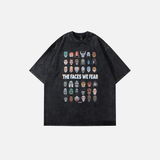 ゴシックパンク アニメフェイスプリントTシャツ