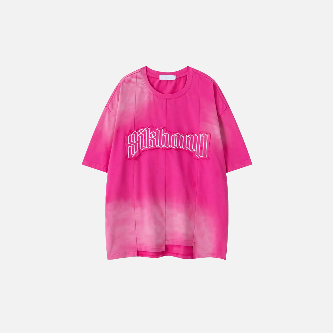 T-shirt asymétrique à écusson brodé grunge tendance