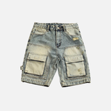 Streetwear-Cargoshorts aus zerrissenem Denim