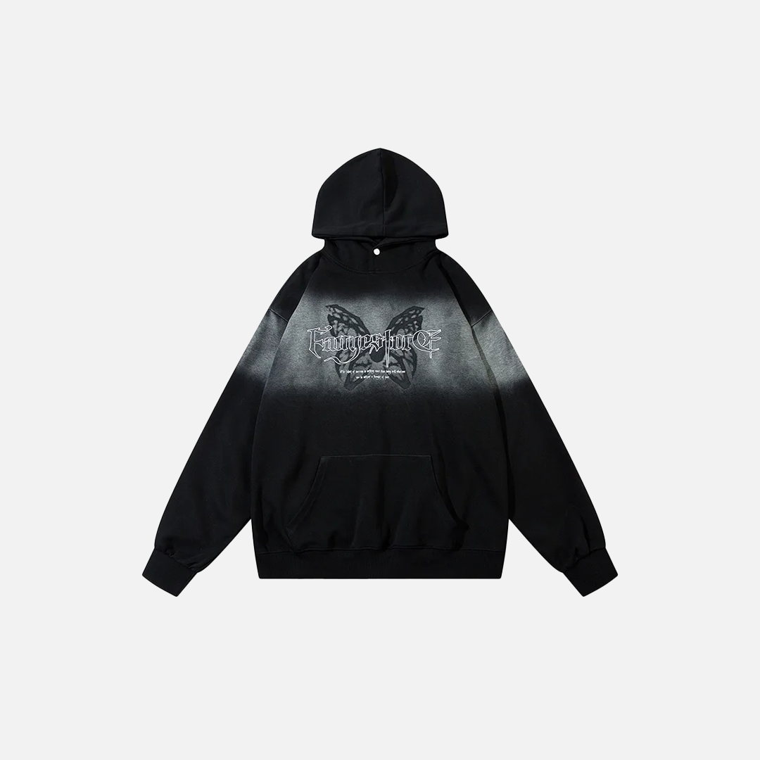 Effortless Streetwear Star Graphic Black Washed Hoodie