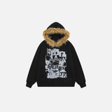 Streetwear Y2K Oversized Faux Fur Hooded Sweatshirt