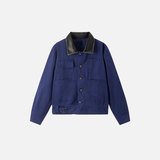 Retro Turn-Down Leather Collar Multi Pocket Jacket