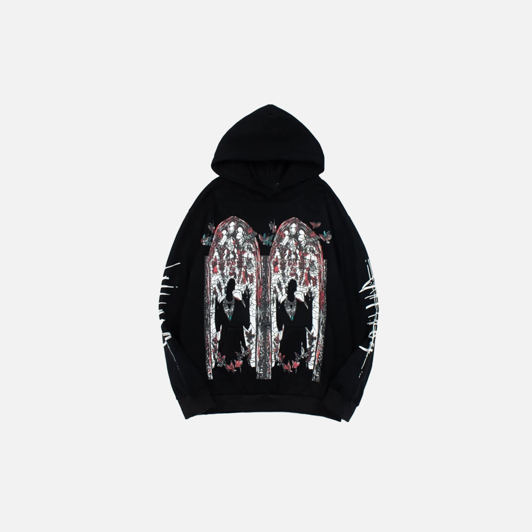Retro American Butterfly Palace Printed Hoodie