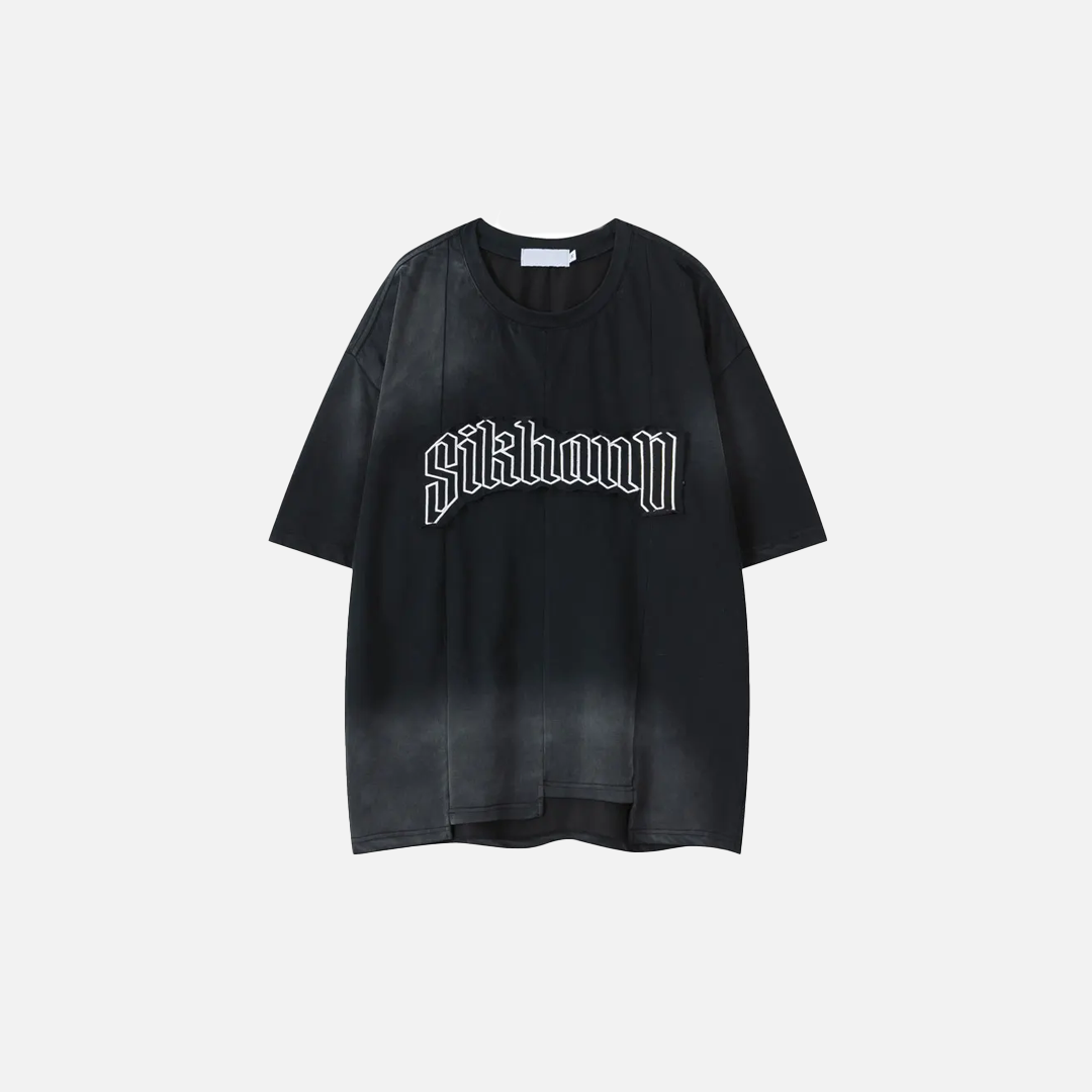 T-shirt asymétrique à écusson brodé grunge tendance