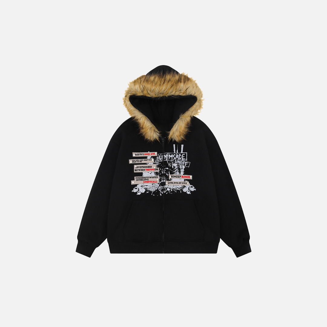 Stylish Oversized Detachable Faux Fur Hooded Sweatshirt