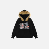 Stylish Oversized Detachable Faux Fur Hooded Sweatshirt