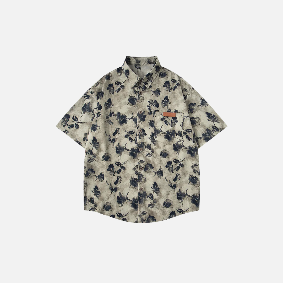 Leichtes Kurzarm-Strandhemd mit Y2K-Blumenmuster