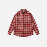 Chemise à carreaux respirante, rétro et élégante à manches longues