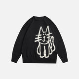 Strickpullover mit handgezeichneter Katze