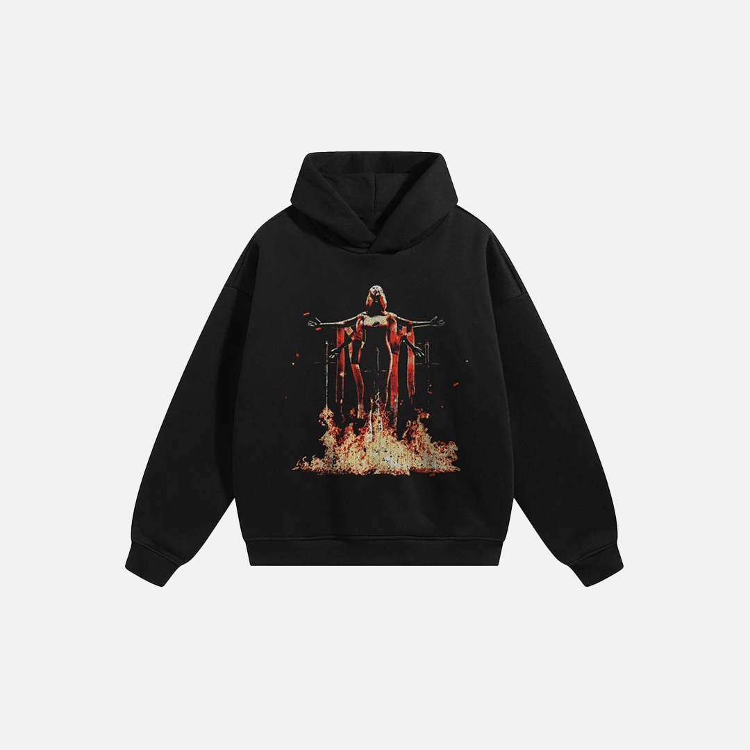 Retro Aesthetic Flaming Graphic Hoodie