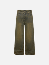 Vintage Yellow Dyed Old Washable Denim Jeans