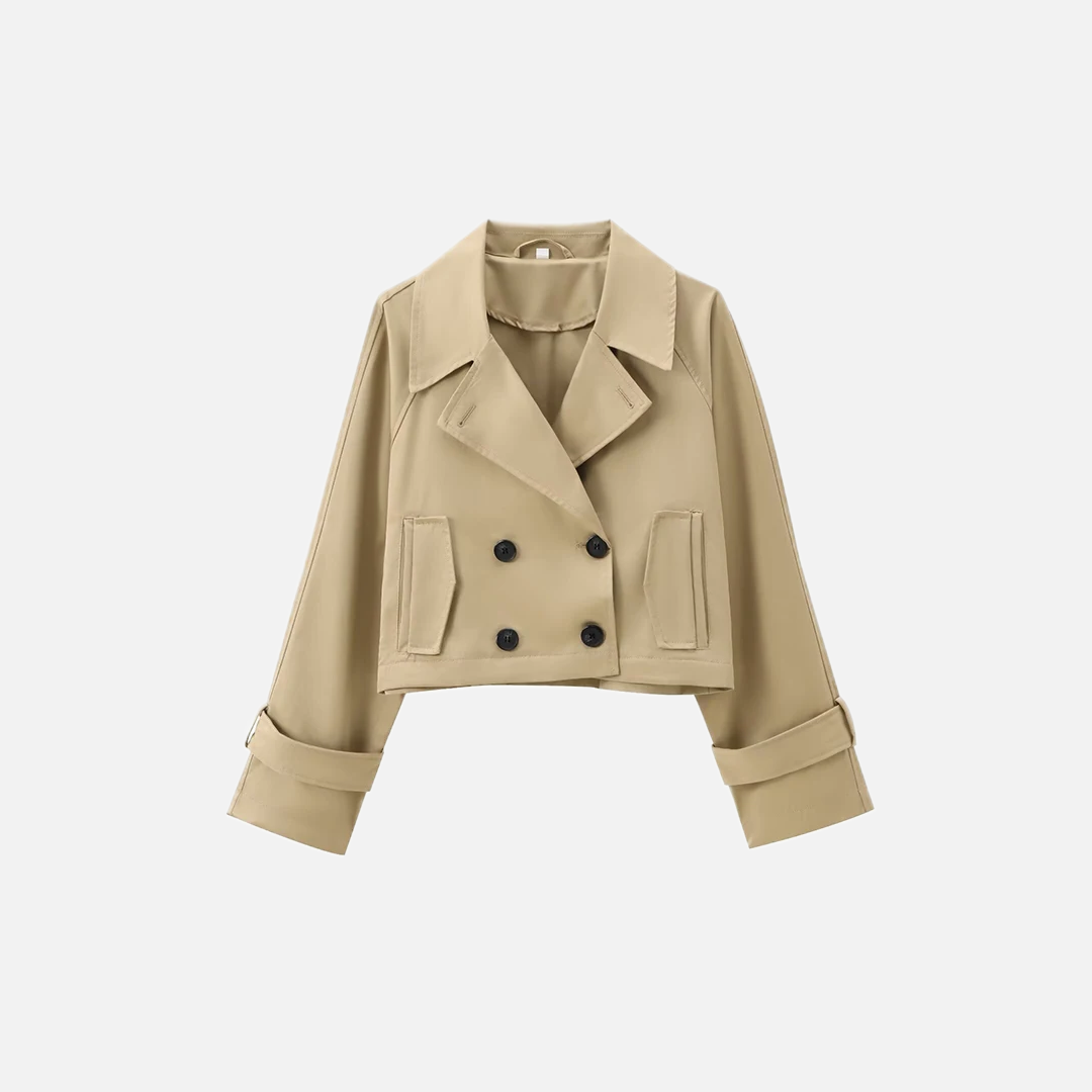 Vintage Double Breasted Lapel Neck Trench Jacket