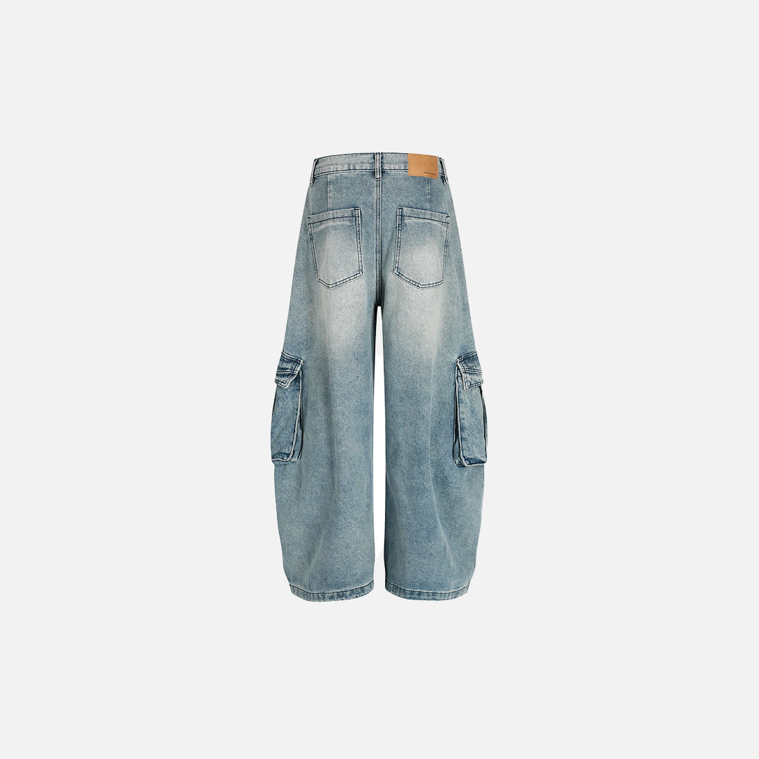 Streetwear-Jeans mit Used-Look, mehreren Taschen und weitem Bein