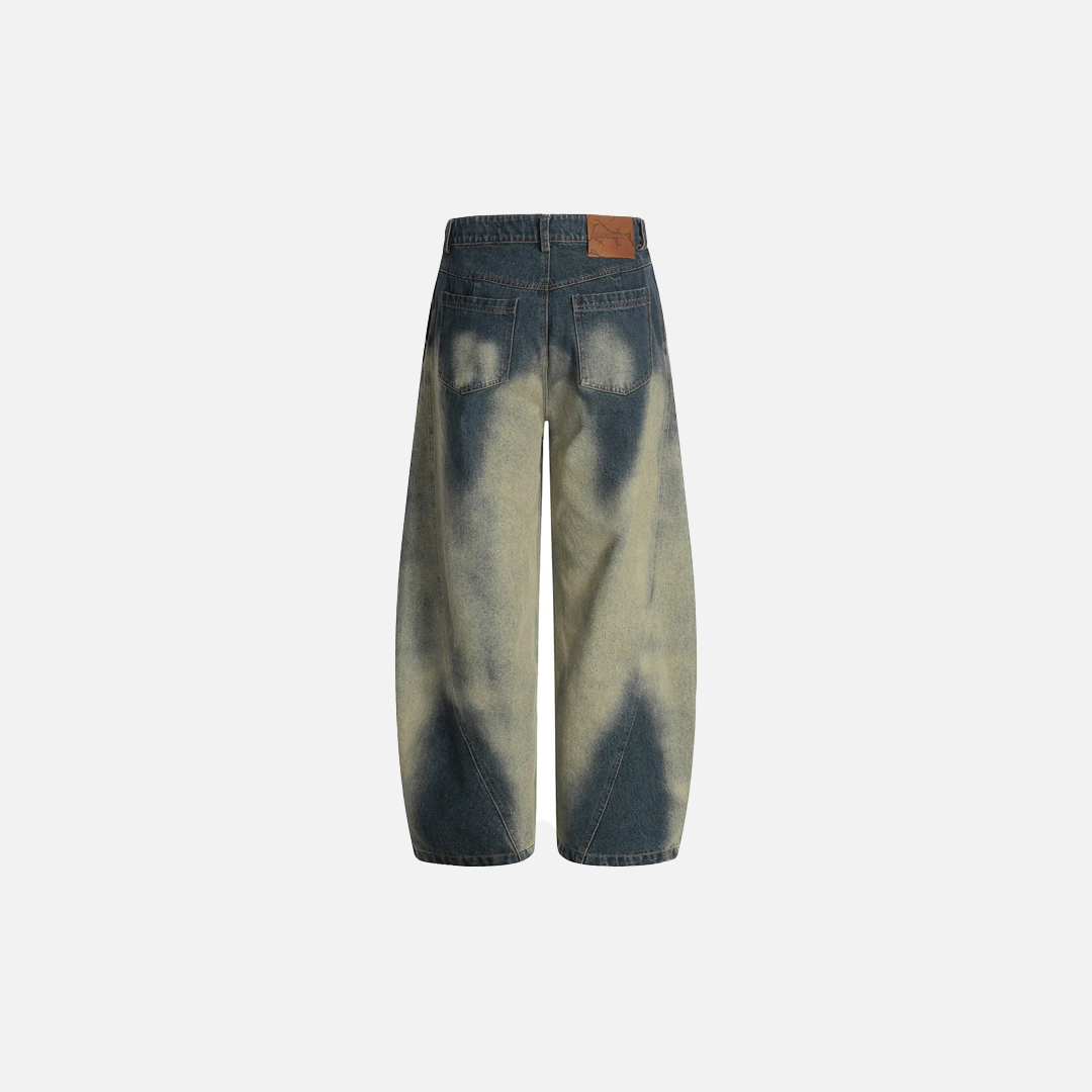 Streetwear-Jeans mit auffälligem Farbverlauf und weitem Bein