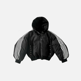 Veste matelassée rayée d'hiver à fermeture éclair ample et ample