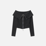 Damen-Retro-Strickjacke mit Reißverschluss