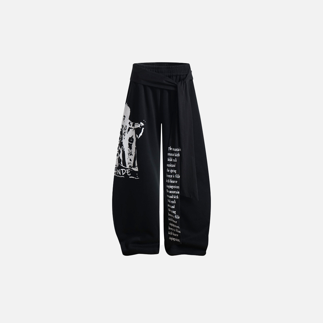 Gothing Street Character Print Wide Leg Sweatpants