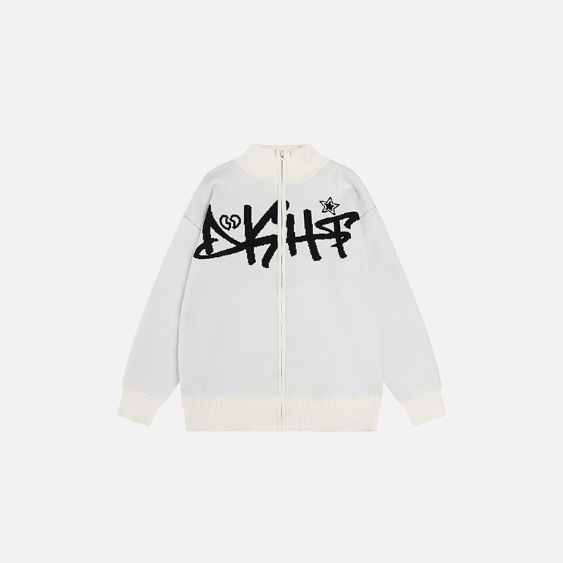 Y2K Graffiti Zip-Up Sweater