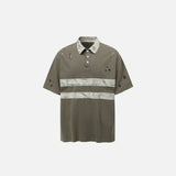 Polo rayé à blocs de couleur sale