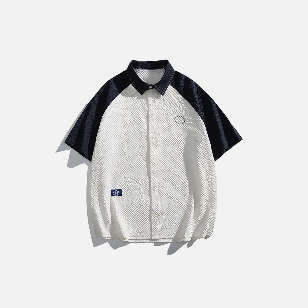 Patchwork High Street Oversize Casual Kurzarmhemd