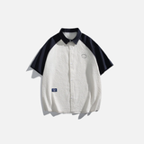 Patchwork High Street Oversize Casual Kurzarmhemd