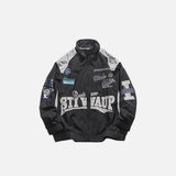 Letter-Embroidered Racing Windbreaker Jacket