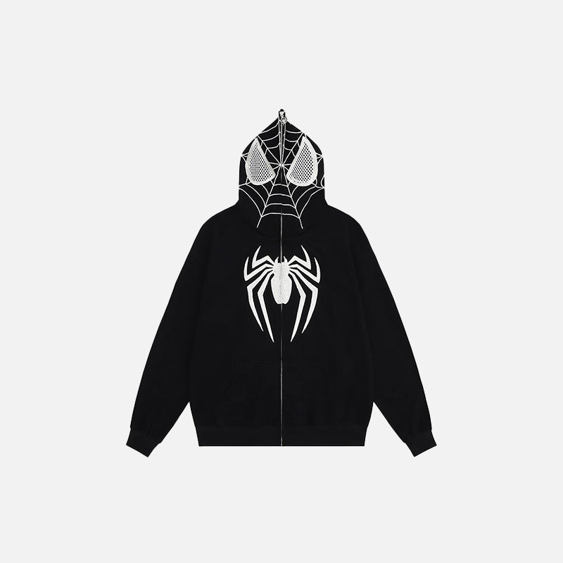 Y2Kジップアップスパイダーマスクパーカー