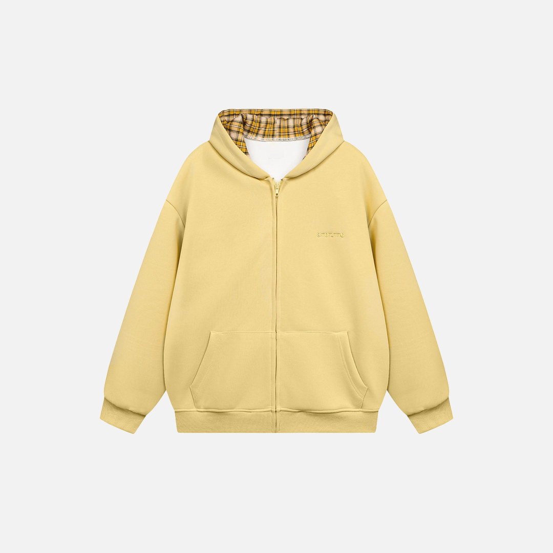 Stylish American Vibe Loose Zip-Up Hooded Sweatshirt