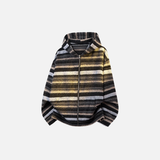 Stylish Striped Knit Hooded Zipper Cardigan