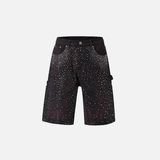 Streetwear Retro Rhinestone Distressed Denim Short