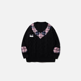Plaid Accent Knit Sweater