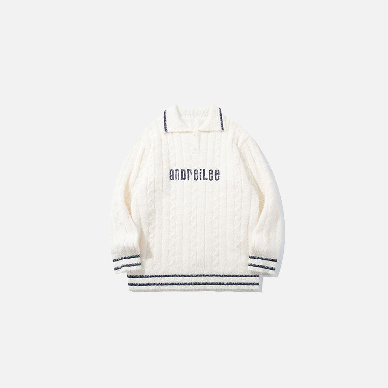 Turn-down collar Soft Vintage Sweater