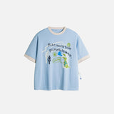 T-Shirt mit Patchwork-Kanten-Grafik