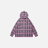 Chemise à carreaux à capuche boutonnée