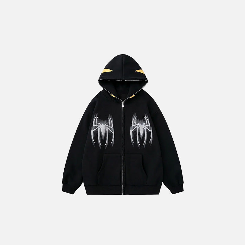 Y2k Gothic Web Zip-Up Hoodie