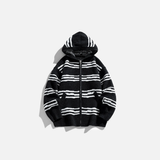 Gemütlicher Herren-Strickjacke mit Streifen und Kapuze sowie Reißverschluss