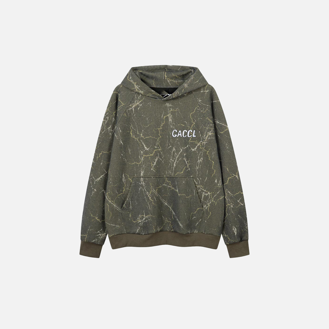 Gothic Punk Distressed Loose Fit Front Pocket Hoodie