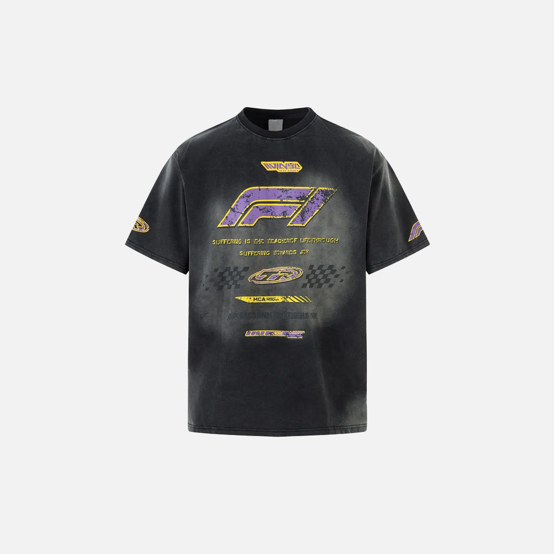 F1 Grunge Insulated Graphic Printed Tie Race T-Shirt