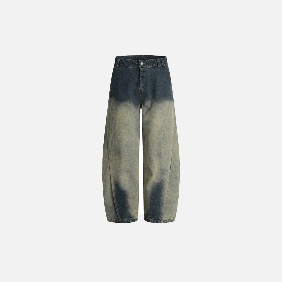 Streetwear-Jeans mit auffälligem Farbverlauf und weitem Bein