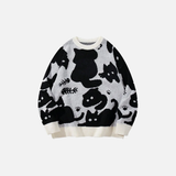 Pull en maille respirant à motif chat noir