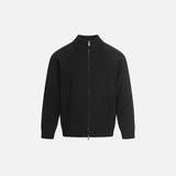 Retro-Strickjacke mit Stehkragen und Reißverschluss