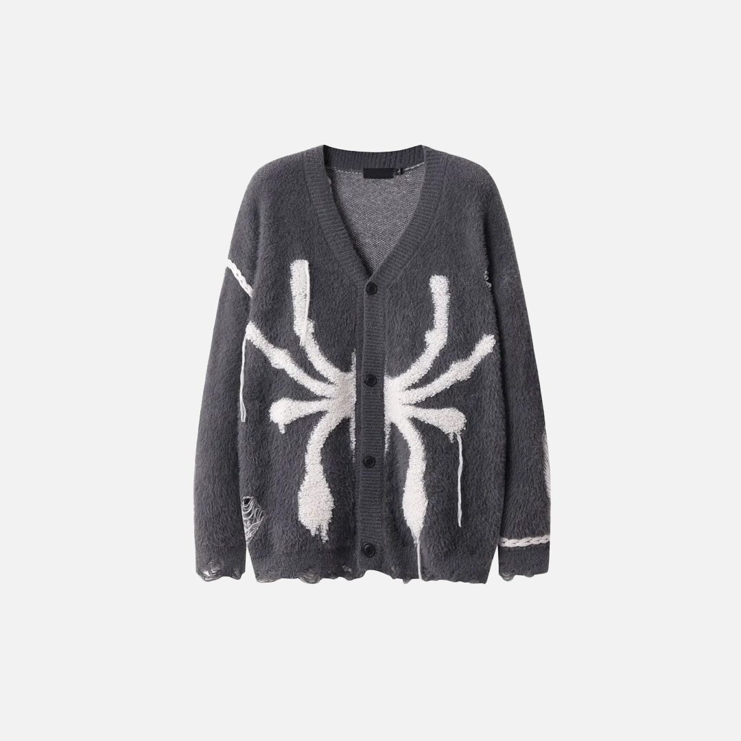 Gothic Oversize-Strickjacke mit Spinnenmuster