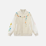 Retro Flower Embroidery Baseball Varsity Jacket