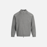 Retro-Strickjacke mit Stehkragen und Reißverschluss