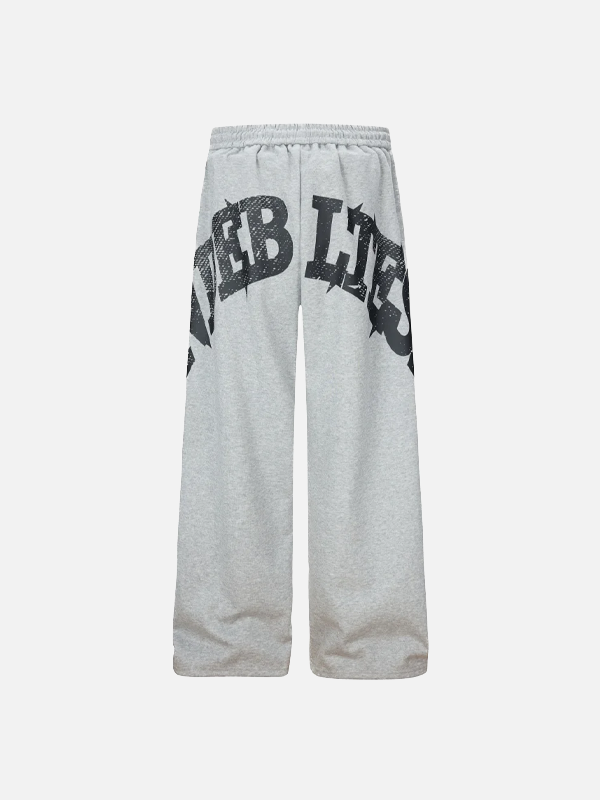 Elastic Waist Wide Leg Letter Print Sweatpants
