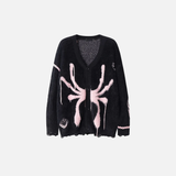 Gothic Oversize-Strickjacke mit Spinnenmuster