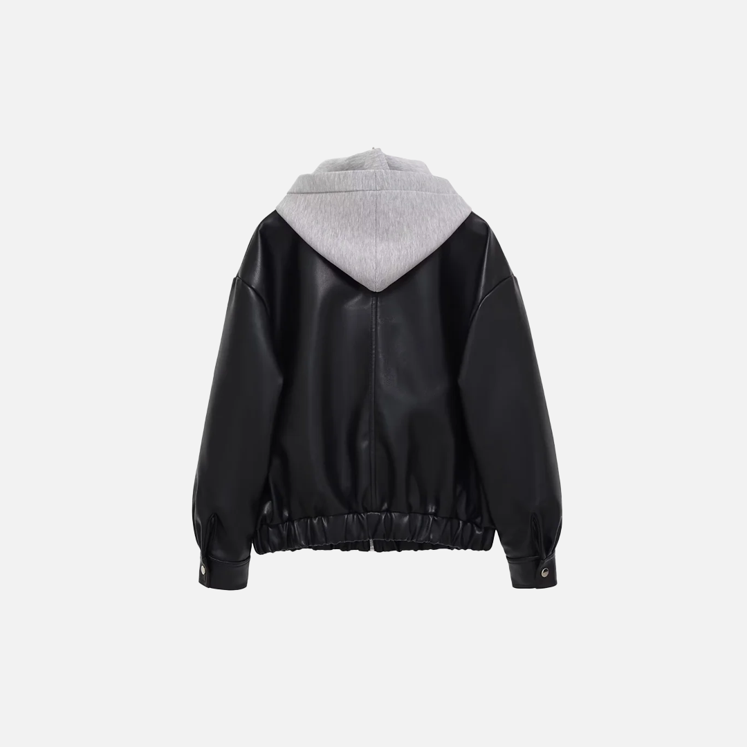 Essential Streetwear Patchwork Leather Effect Jacket