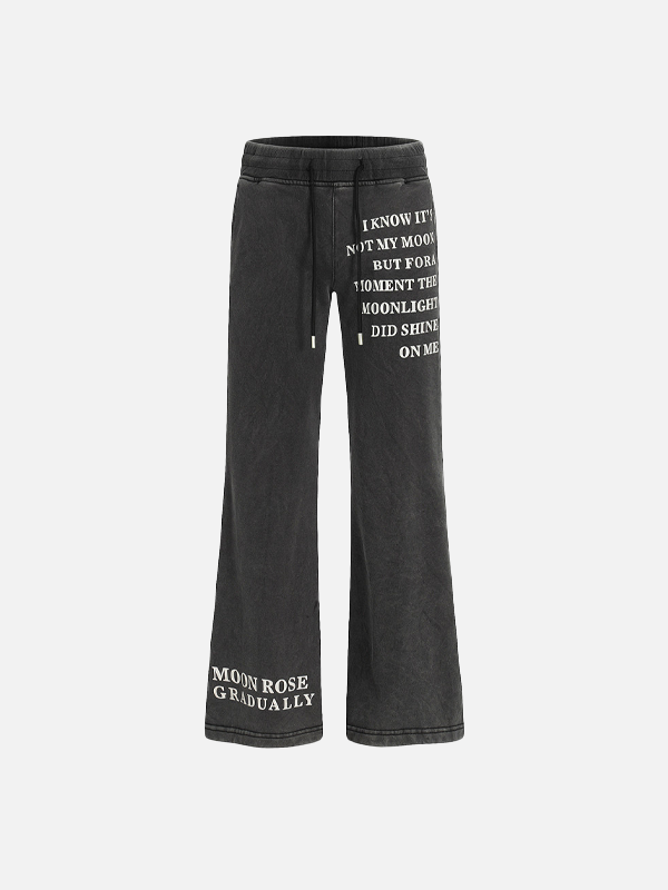 Vintage Retro Letter Print Flared Straight Sweatpants